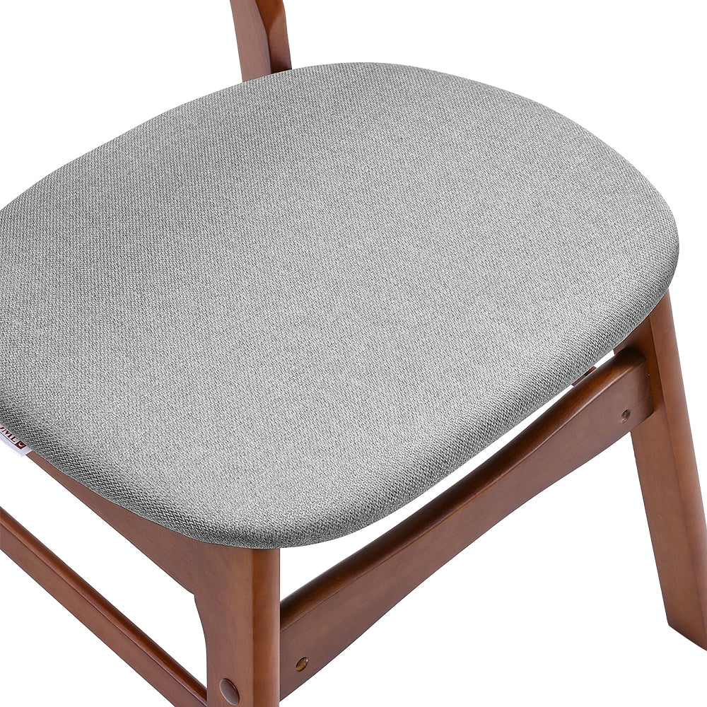 Set Of 2 Wooden Frame Linen Chair For Dining Room
