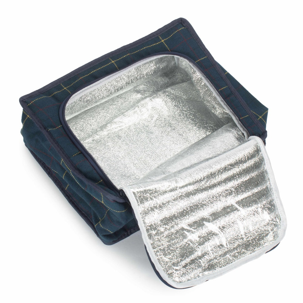 H091 Polyester Blue Tweed Cooler Picnic Bag