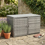 Outdoor Patio Storage Box – 2-tier Pe Rattan Deck Box With Top & Front Access, Weather-resistant | Light Grey