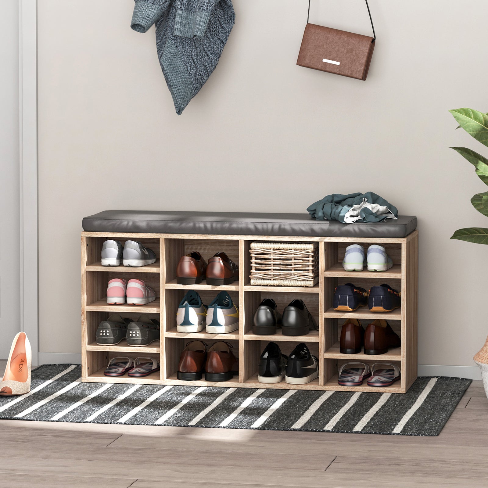 Multi-storage Shoe Rack 14 Compartments Moving Shelves | One Size | Natura