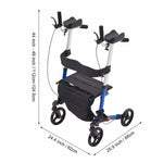 Walker For The Elderly With Adjustable Seat, Brake, Backrest, Bag, 4 Wheels,