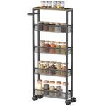 HOMCOM Rolling Kitchen Trolley, Slim Storage Cart With Metal Frame, Handle