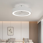48cm Dia Led Ceiling Fan Light With App & Remote Control, Modern White Dotted Iron Ceiling Light
