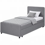 90 X 190 Cm Upholstered Single Bed, Pull Out Trundle Bed | Dark Grey