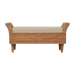 Solid Wood Riviera Woven Bench, Boucle Seat, Beige