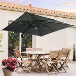 Square Cantilever Parasol With Solar-powered Led Lights | One Size | Dark Grey