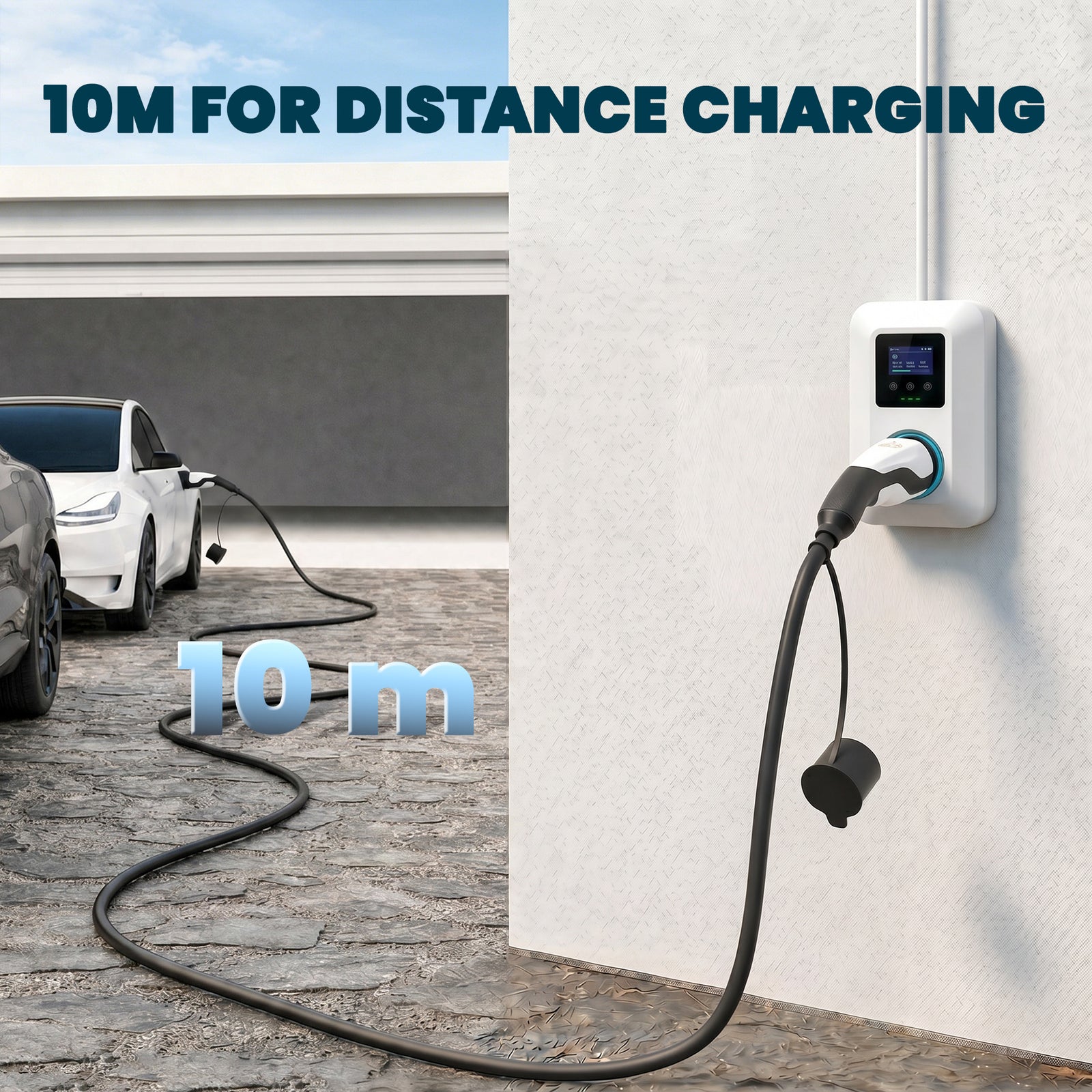 HOMCOM Type 2 Ev Charging Cable, 22kw, 32a, Mode 3, 3-phase, 10m