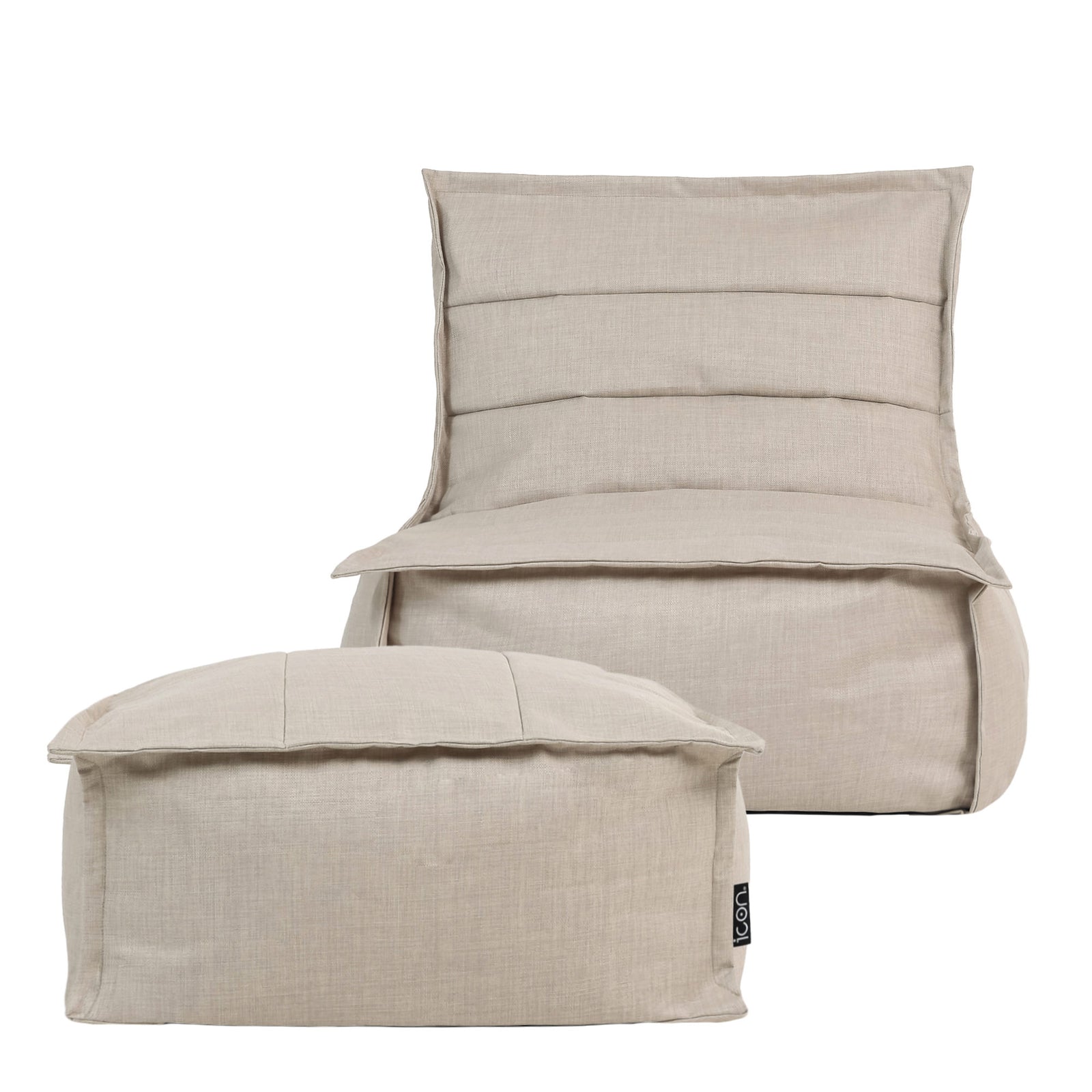 Dolce Indoor Outdoor Bean Bag Lounger And Footstool Beige Patio Chairs