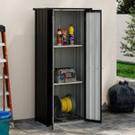 Metal Garden Storage Cabinet 2.6×1.5 Ft Outdoor Shed With 2 Shelves, Lockable Double Doors
