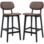 Breakfast Bar Stools Set W/ Pu Leather Wood | Brown