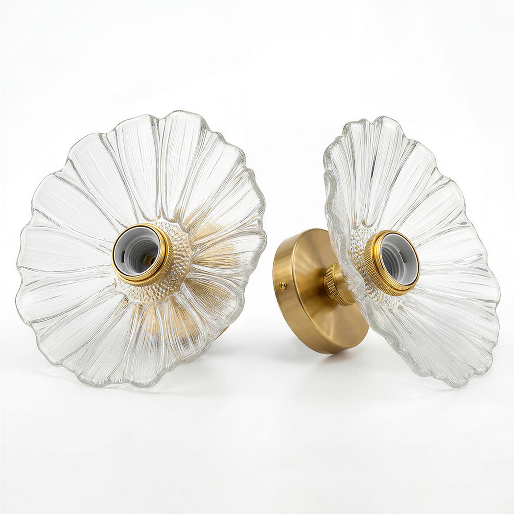Emitto Ceiling Light Flower Clear Glass Fixture Chandelier Flush Mount 2 Pcs