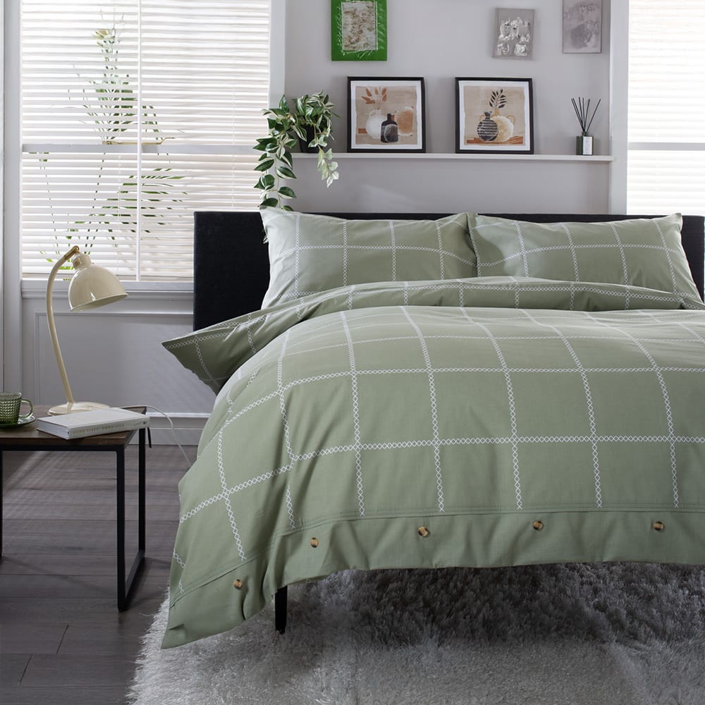Crossley Heath 100% Cotton Duvet Set – Classic Comfort, Everyday Luxury | King | Green