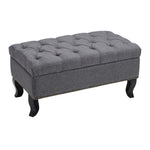 Modern Nailhead Trim Buttoned Ottoman Bench