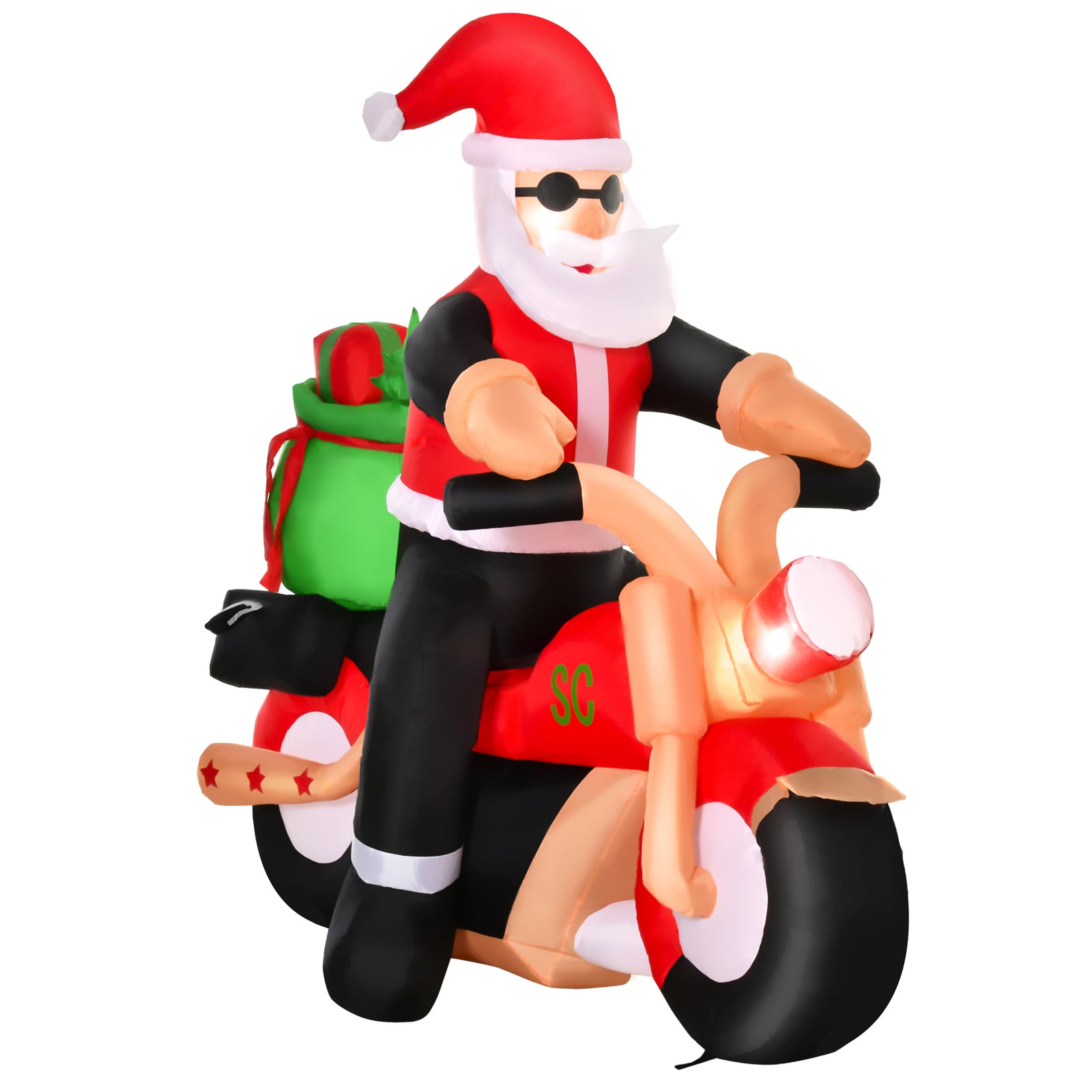 5.5ft Light-up Inflatable Santa Claus Riding A Bike Decor
