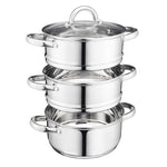 3 Tier Stainless-steel Steamer Pan | 20cm | Silver