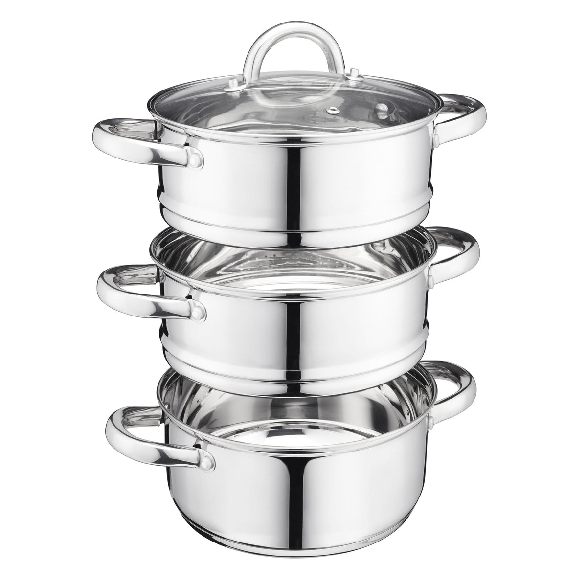3 Tier Stainless-steel Steamer Pan | 20cm | Silver