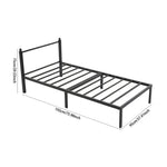 Breeins Black Metal Single Bed Frame With Headboard