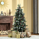 5ft Artificial Snow Dipped Christmas Tree Xmas Holiday Pencil Tree Green | 5ft | Multi Colour