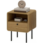 Bedside Table With Drawer And Shelf, Modern Bedside Cabinet, Oak