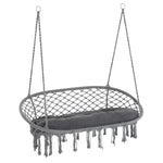 Hanging Chair, Cotton-polyester Blend Macrame, Metal Frame | Dark Gray