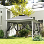 Pop Up Gazebo Height Adjustable Canopy Tentwith Carrying Bag | Dark Gray