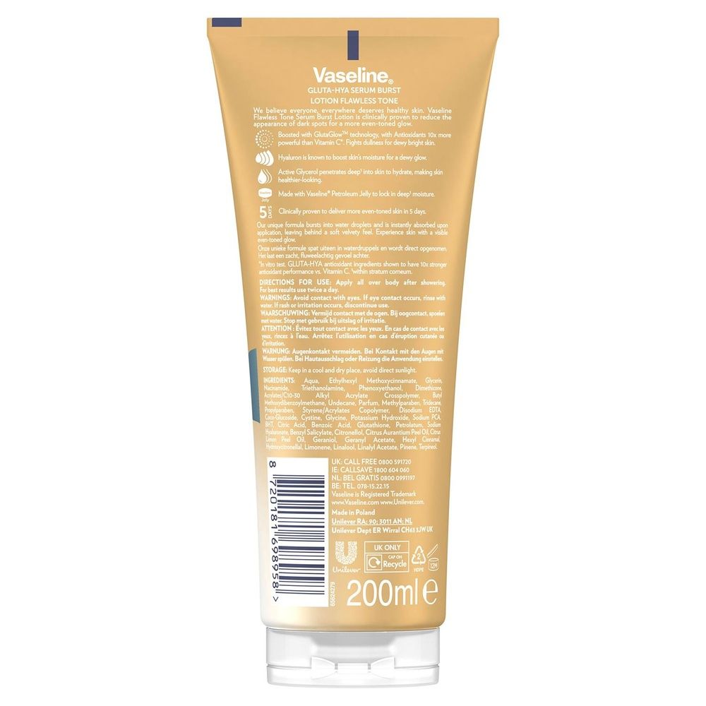 Vaseline Gluta-hya Lotion Overnight Radiance & Flawless Glow, 200ml Each