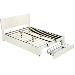 King Size Bed Frame With Storage And Adjustable Headboard | Cream