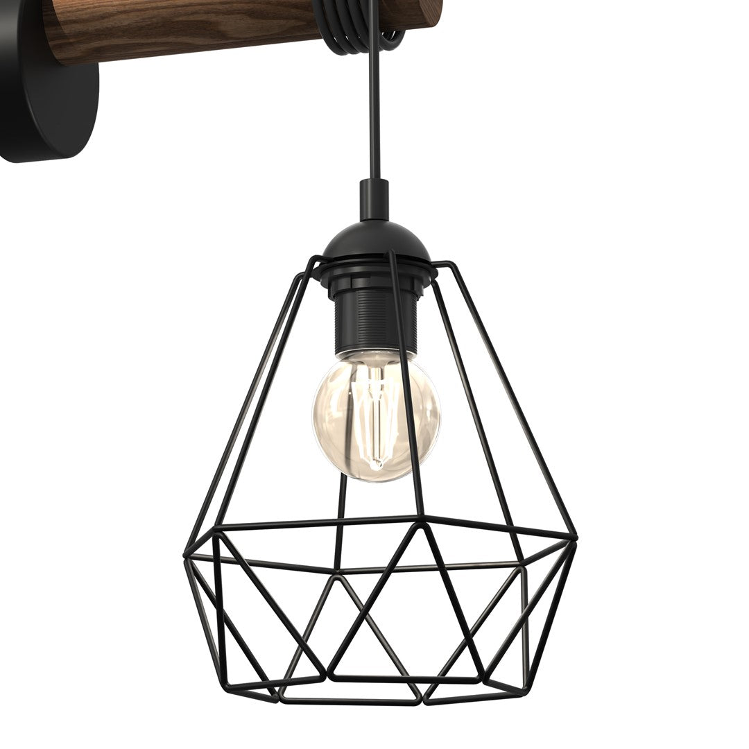 Acero Wall Lamp 1xe27 This Hand Made Industrial Style Lamp Is Hand Made From Sleek Black Steel And Natural Dark Wood