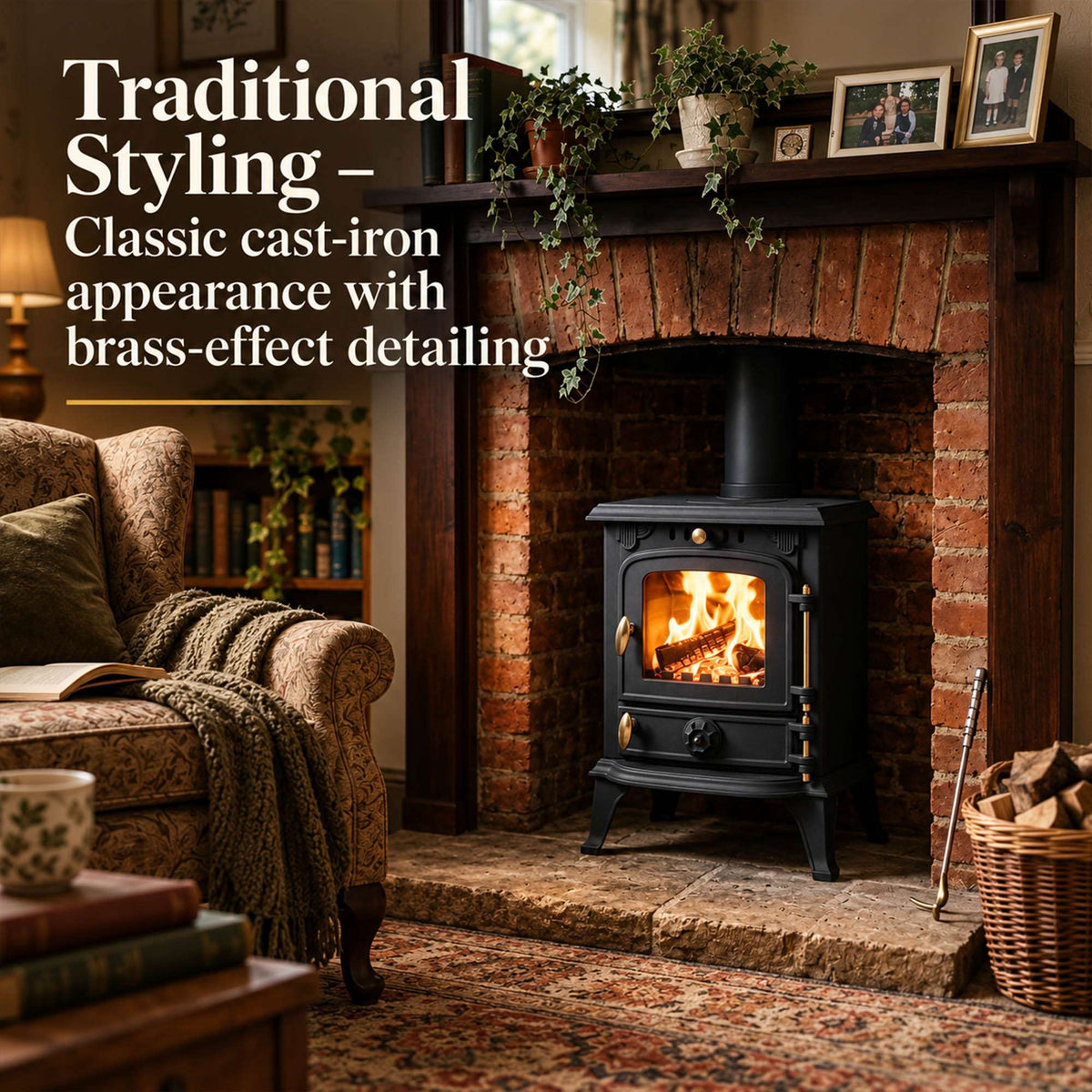 4.5kw Cast Iron Wood Burning Stove Multi-fuel Fireplace Ja013s Defra Approved