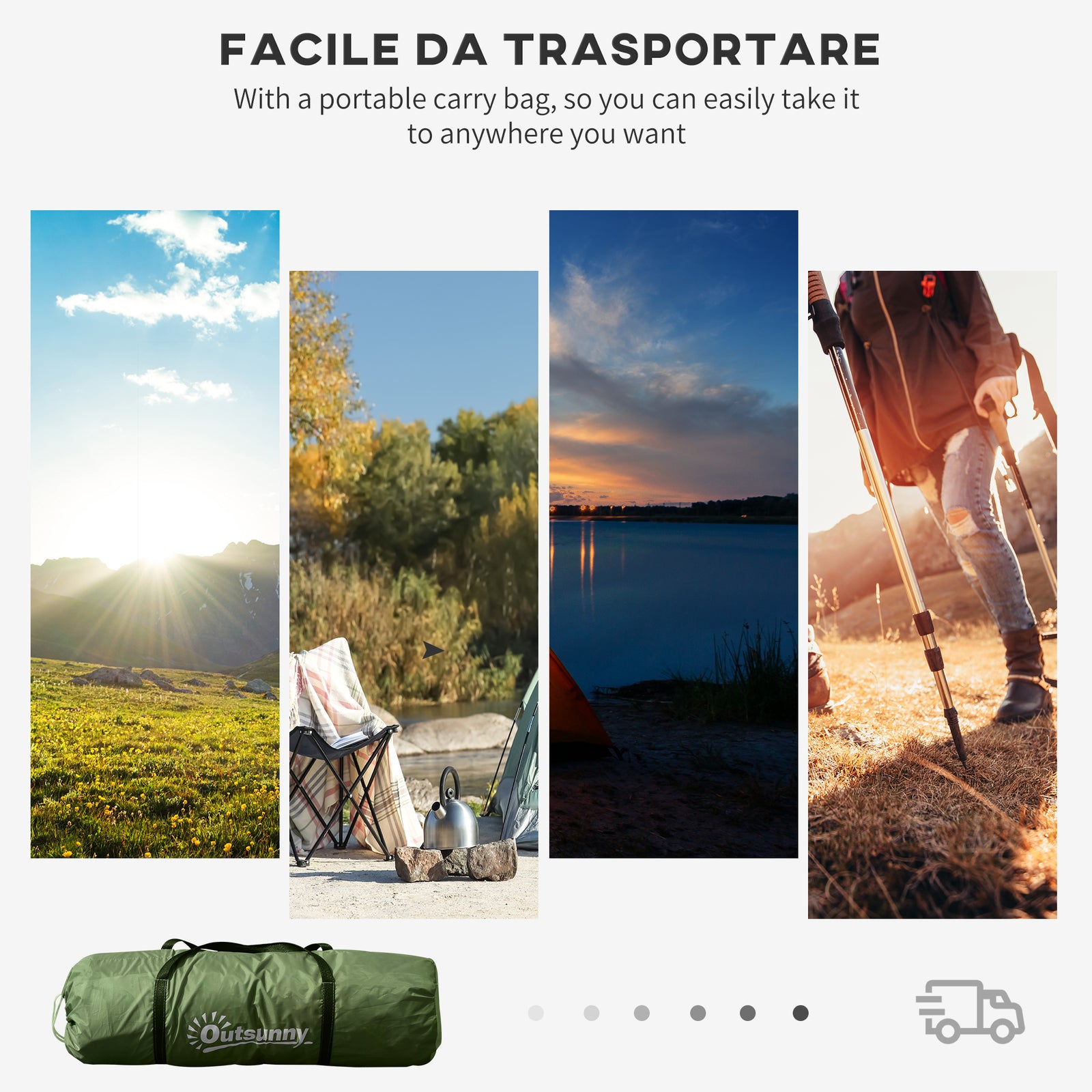 4-6 Persons Camping Tent Dome Family Travel Group Hiking | Dark Green