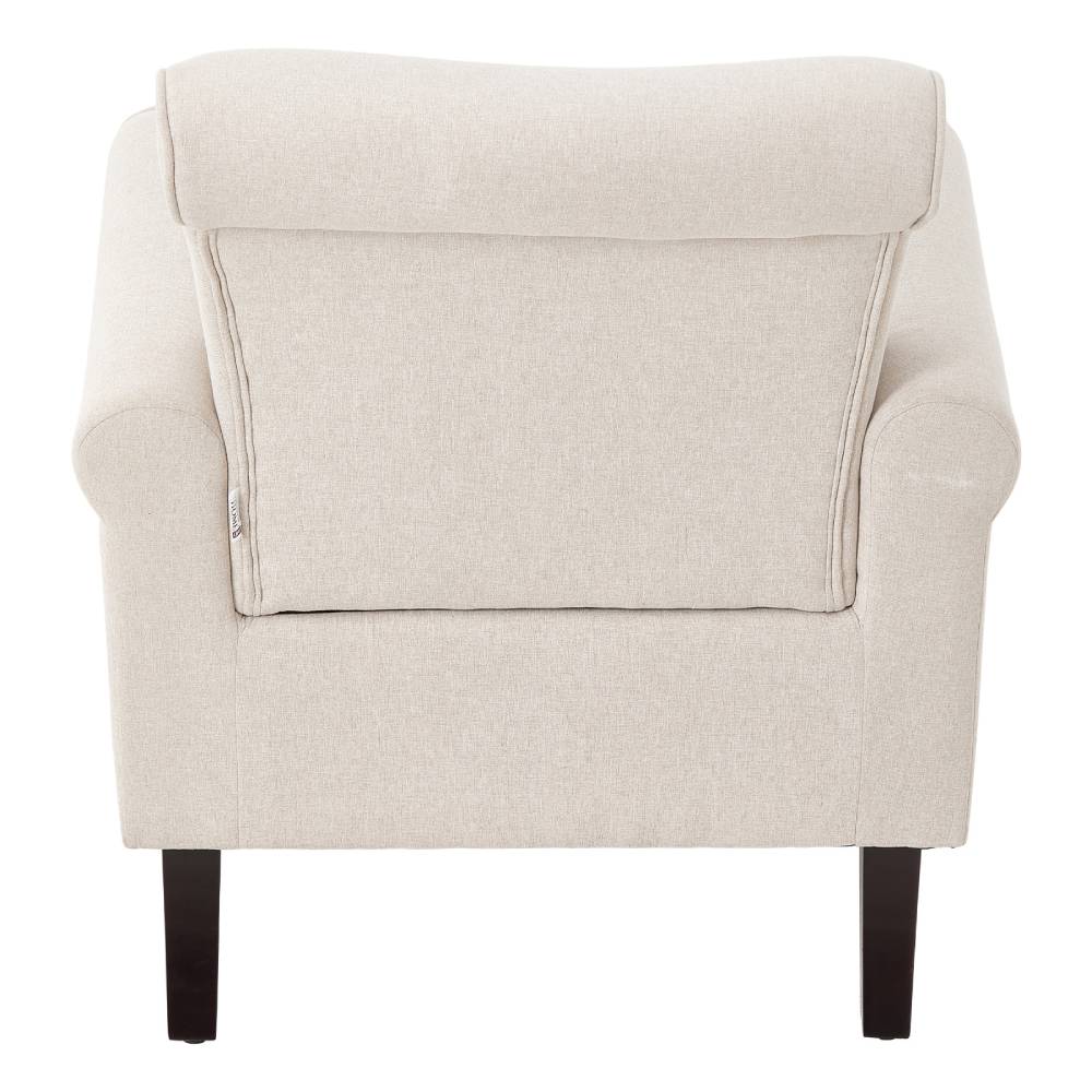 Beige Velvet Linen Wingback Armchair – Accent Chair With Nailhead Trim
