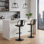 Set Of 2 Industrial Bar Stools Adjustable Height 360° Swivel Counter Chairs Low Back