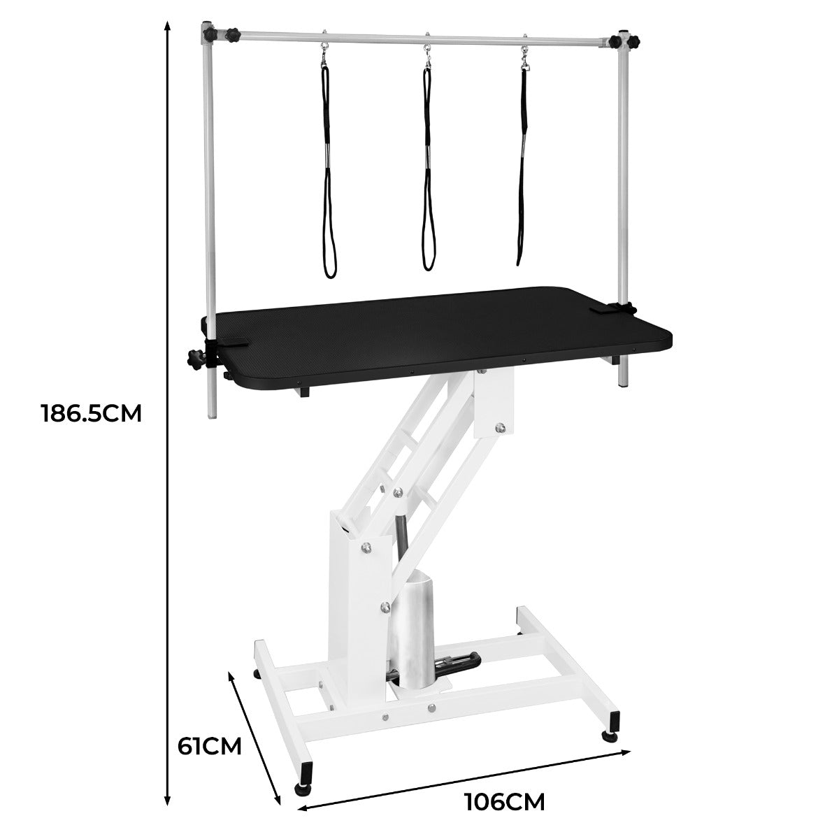 White Hydraulic Grooming Table | Black