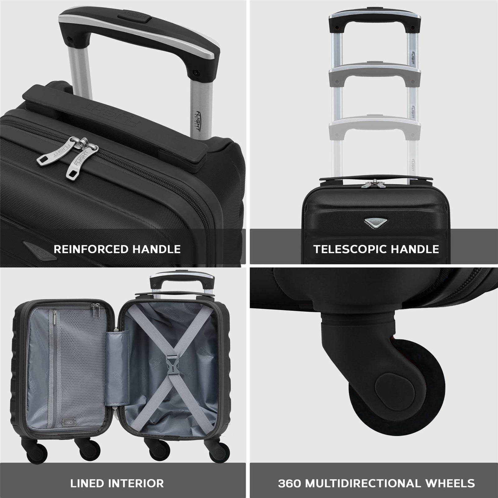 40x20x25cm Cabin Carry-on Suitcase - Lightweight, Durable, 4-wheel Luggage - 100+ Airlines Approved | Cabin | Black