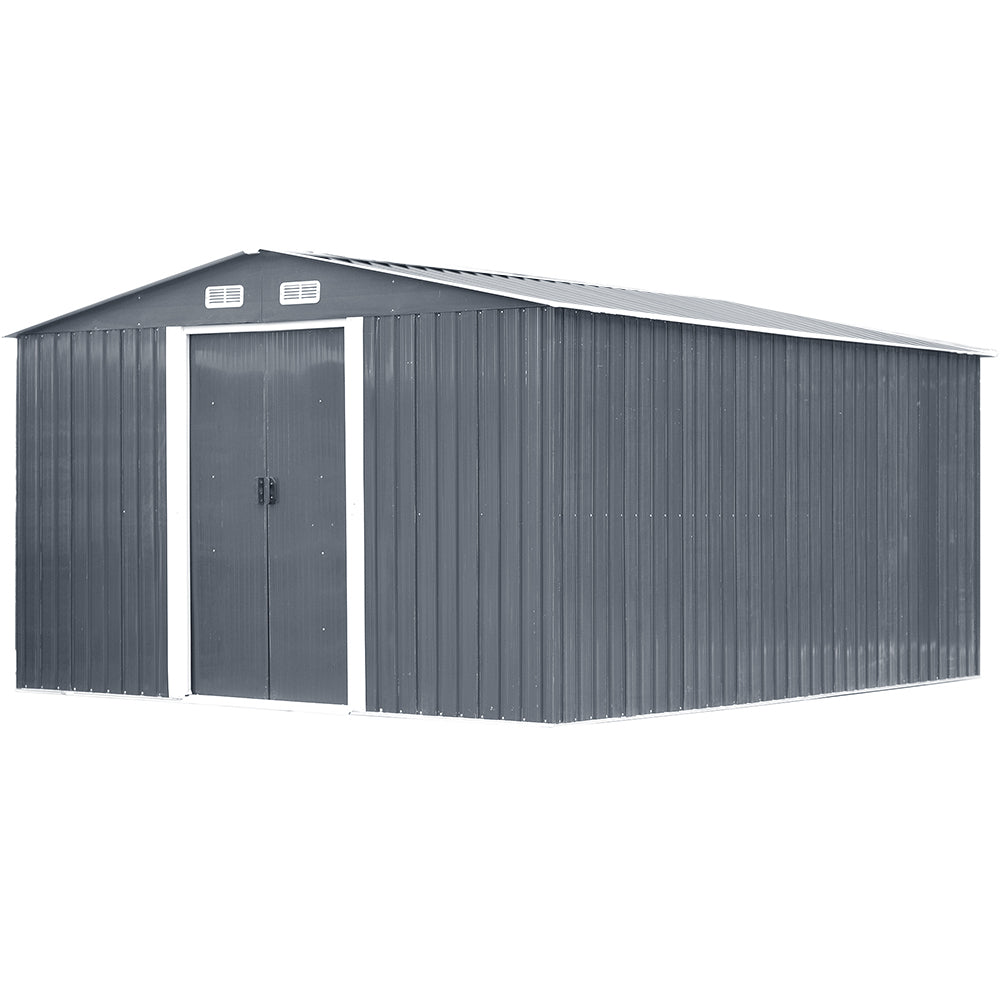 12x10 Ft Metal Apex Roof Garden Shed Outdoor Storage House