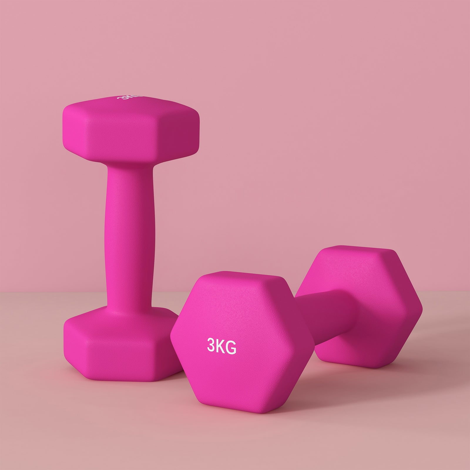 3kg Set Of 2 Dumbbells Hexagonal Weights Pair | Pink