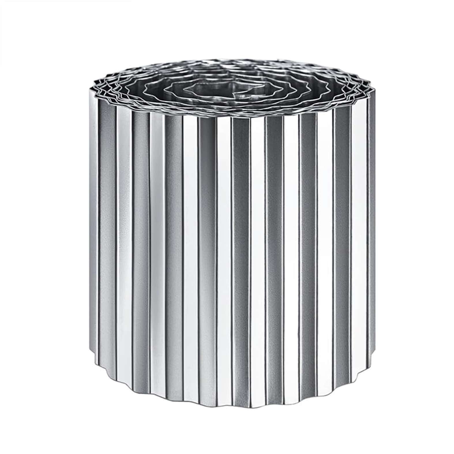 Corrugated Metal Lawn Edging Garden Border Roll | 5m | Silver
