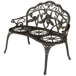 Outsunny Garden Bench Porch Park Seat Vintage Rose Style Cast Aluminium