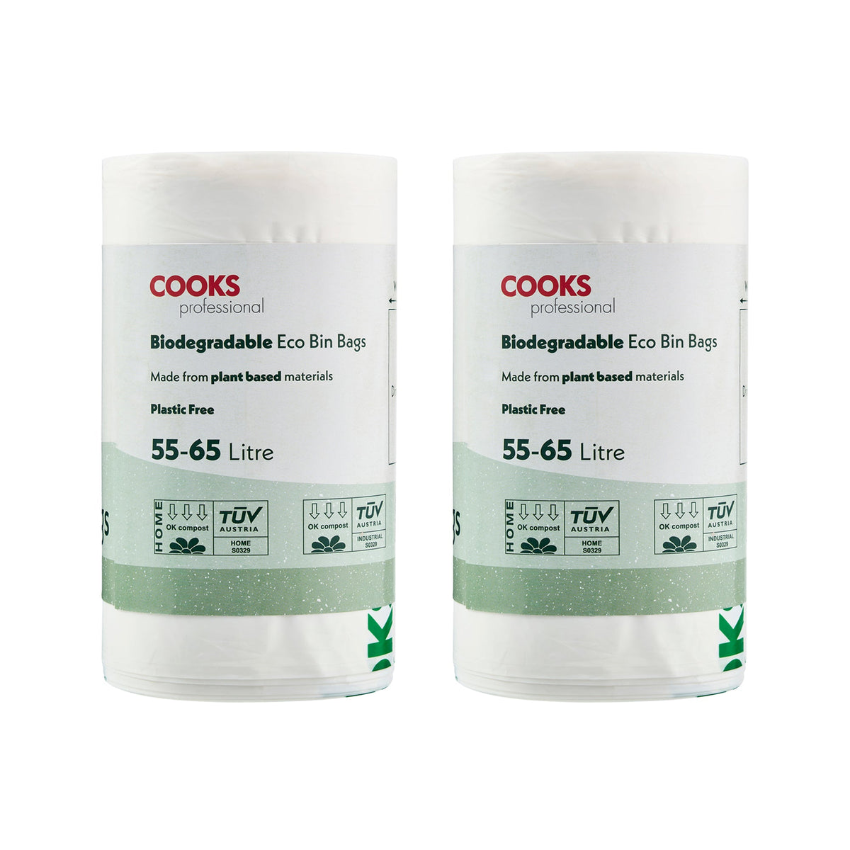 Biodegradable Bin Bags 55-65l | Set of 50 | White