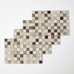 HOMESCAPES Block Check Grey Leather Placemats Set Of 4