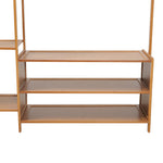 Bamboo Freestanding Clothes Rack Garment Organizer With Storage Shelves For Closet Or Bedroom | Small | Brown