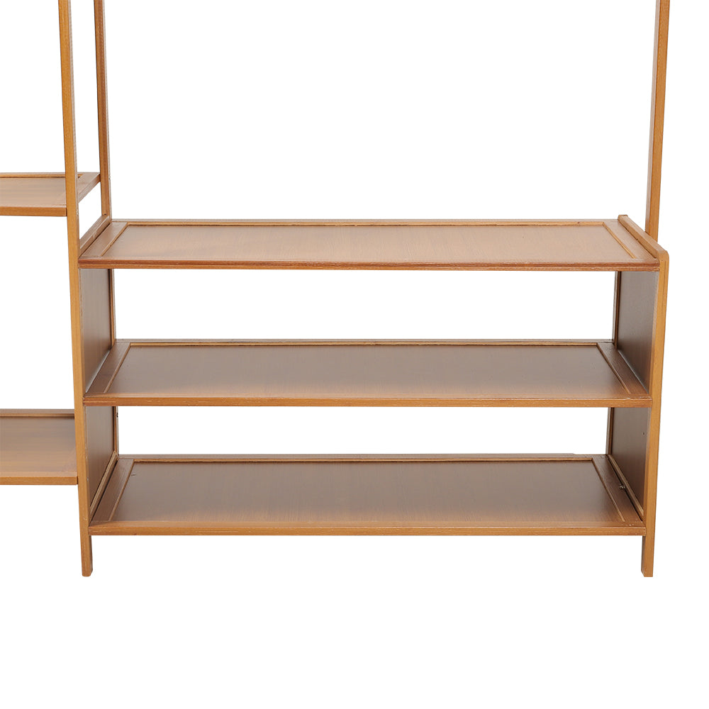 Bamboo Freestanding Clothes Rack Garment Organizer With Storage Shelves For Closet Or Bedroom | Small | Brown