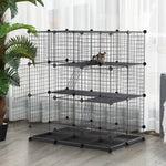 30 Pcs Diy Expandable Pet Cage Steel Bars W/ Doors Trays Plastic Corners