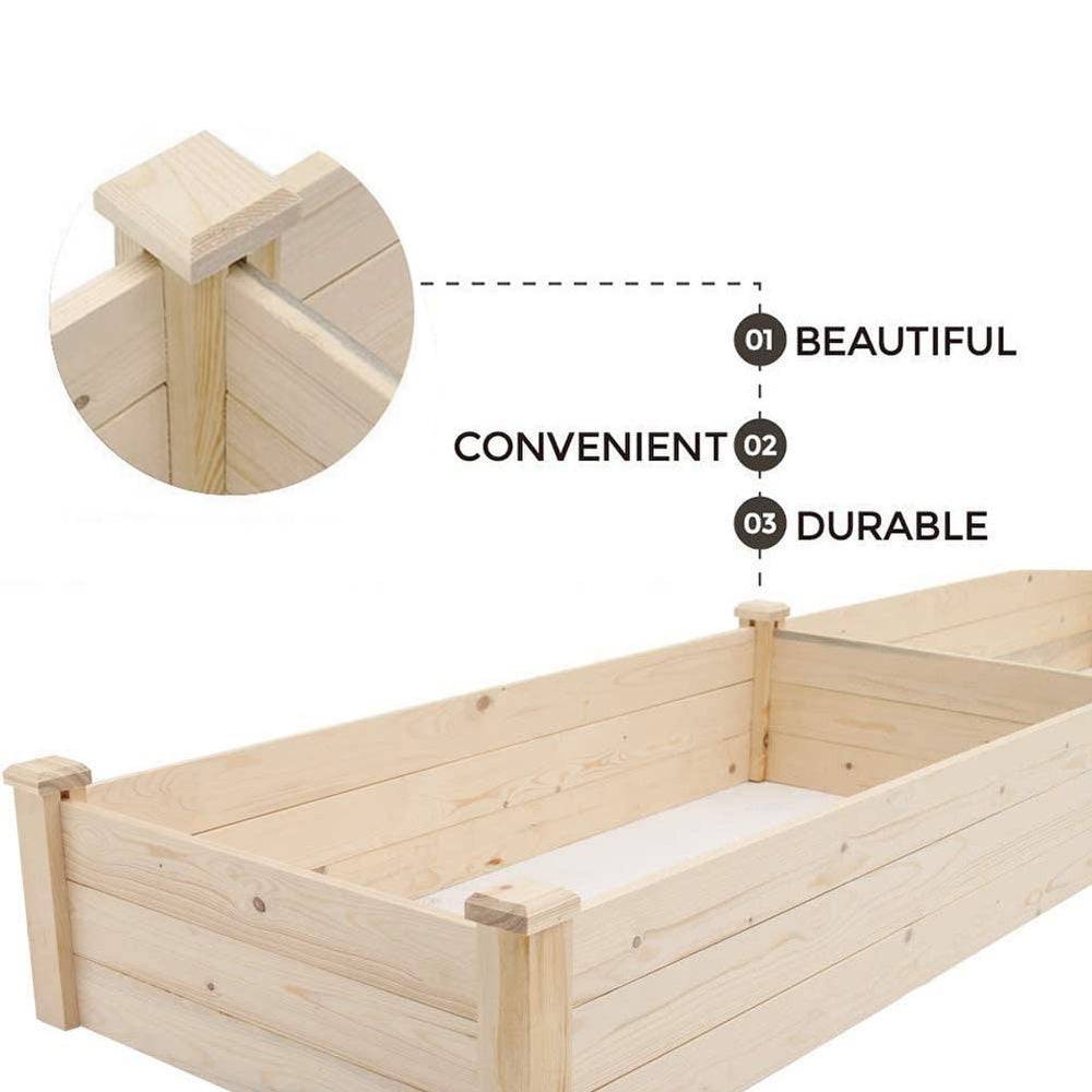 Wooden Horticulture Raised Garden Bed Divisible Elevated Planting Planter Box