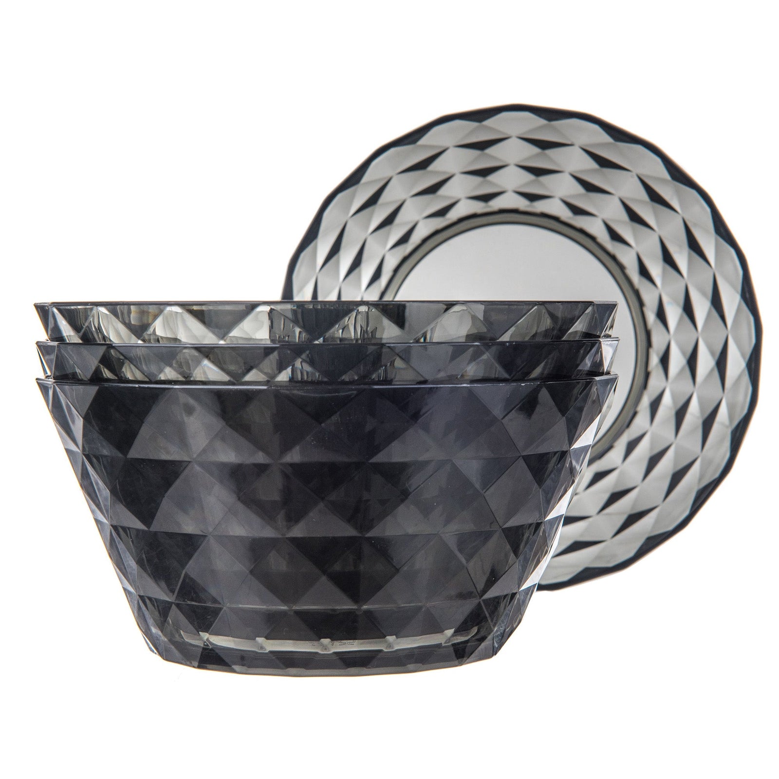Prism Outdoor Dinner Bowls Set Of 4 - Smoke Grey