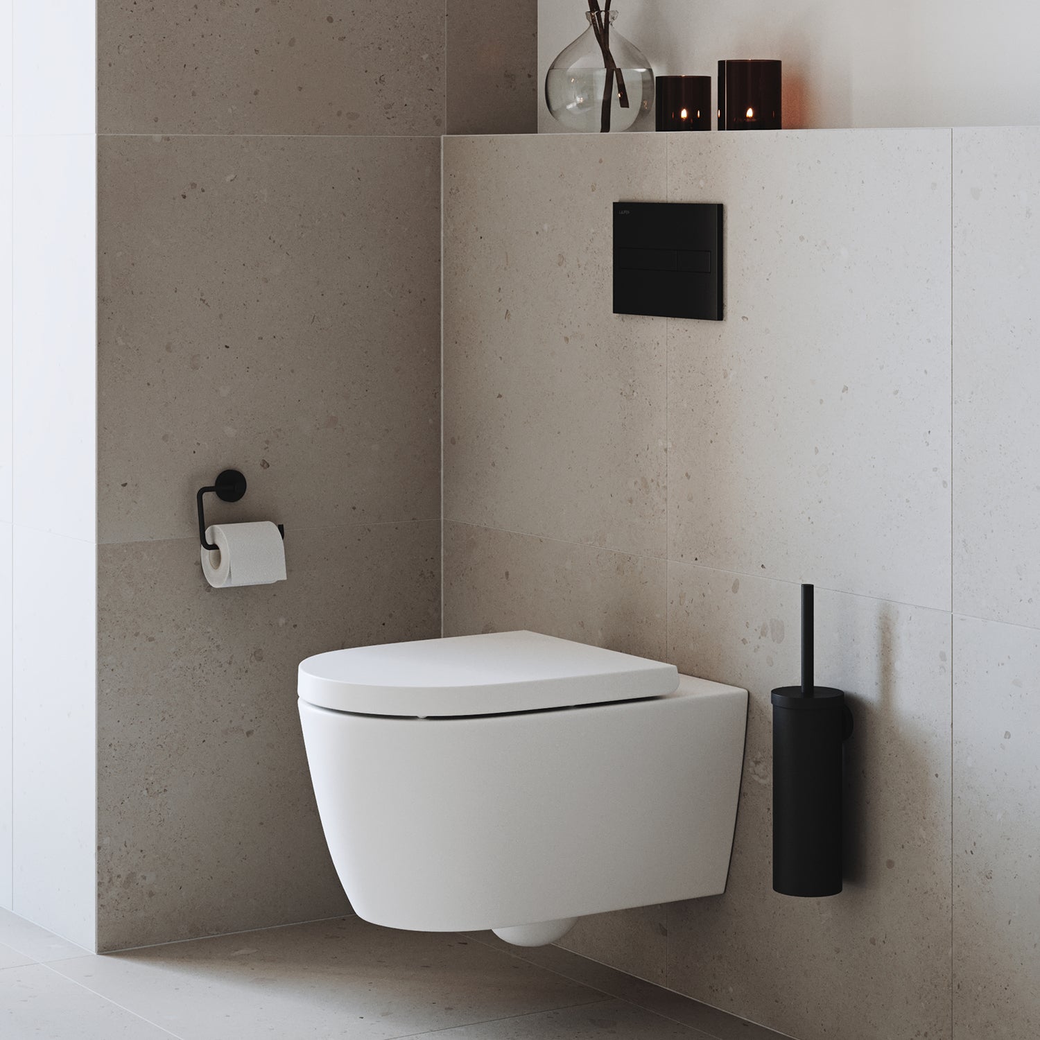 Wall Mounted Toilet Brush And Container With Plastic Insert | Black