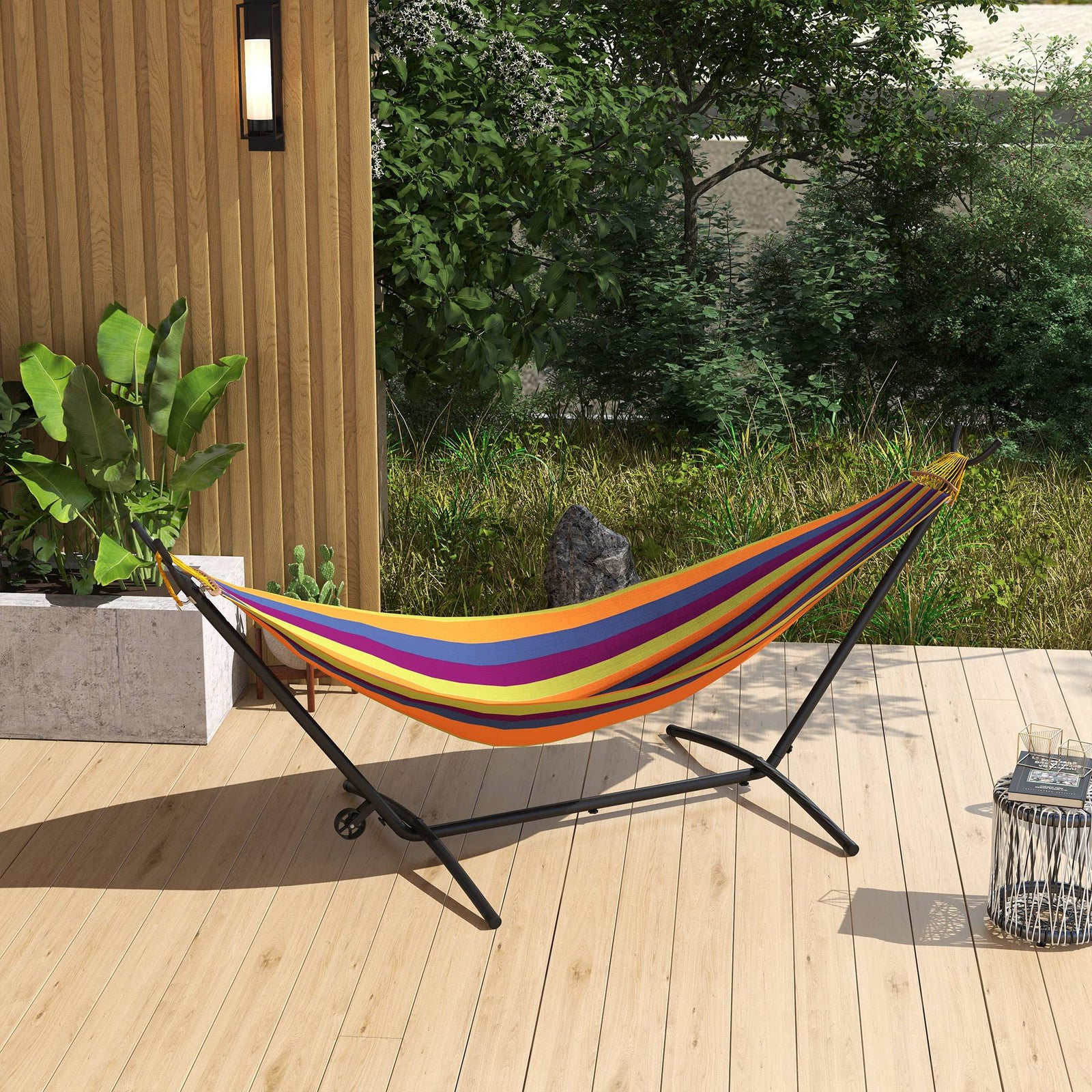 9.5ft Portable Hammock 4 String, Brazilian, Flat, Rope Styl