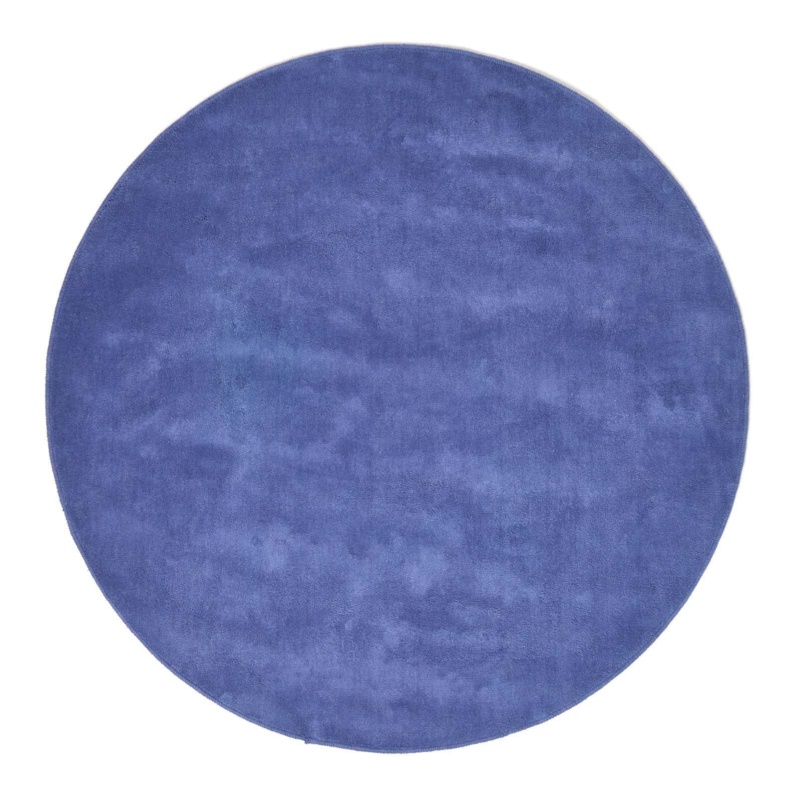 Hand Tufted Plain Cotton Large Round Rug | 70cm x 70cm | Blue