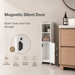Bathroom Cabinet Slim Corner Storage Adjustable Shelves Pb Mdf | White