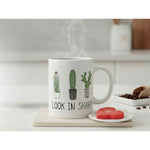 Dyzi Look In Sharp Cactus Quote Ceramic Coffee Mug White